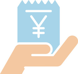 Obraz premium Hand Holding Yen Bill Icon 