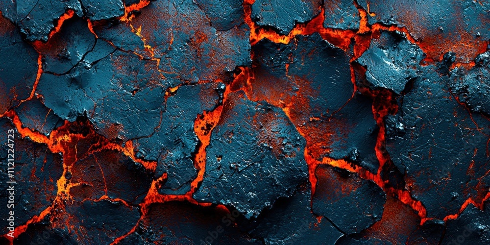 Poster Rock with a hole in it and orange lava