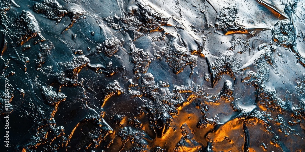 Poster Blurry image of a metallic surface with a lot of bubbles