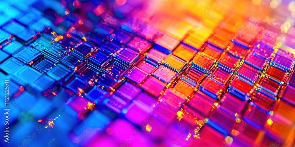 Poster colorful image of a computer chip