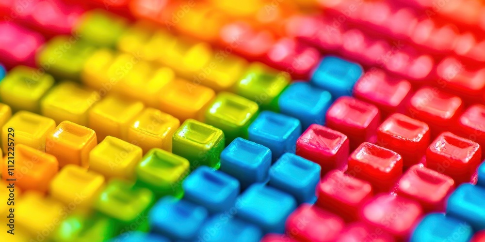 Poster Colorful image of a keyboard with many different colored squares