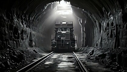 Obraz premium Train traveling through a railway tunnel at night
