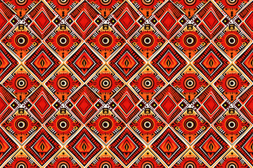 Seamless tribal african red and orange pattern background