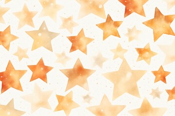 Fototapeta premium Watercolor orange and beige stars pattern background