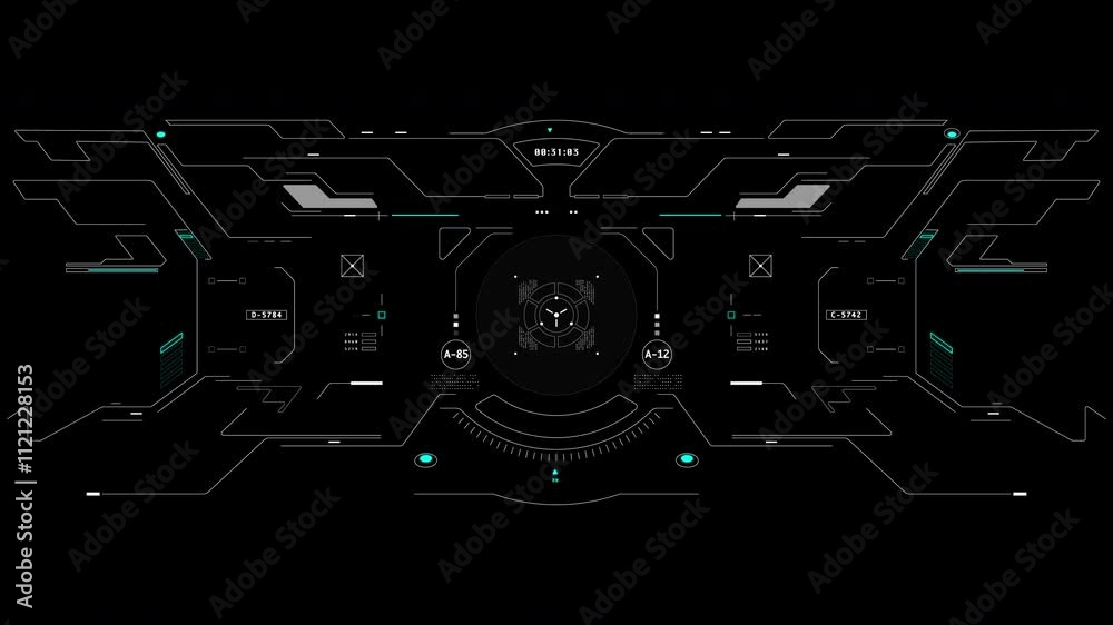 Leinwandbilder HUD Futuristic Elements Scan Monitor User Control Interface Protection Screen Panel. Security Scifi Motion Hologram Concept With Hi Technology Future Frame.