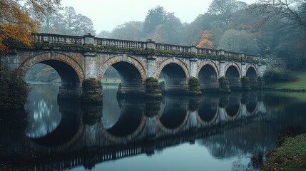 Ivy-Covered Bridge Over a Serene River in the Countryside