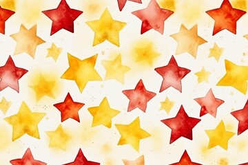 Obraz premium Watercolor yellow and red stars pattern background