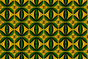 Seamless yellow and green african wax cloth style pattern