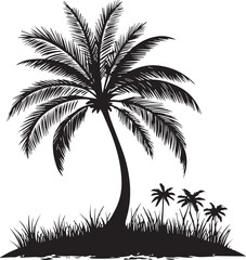 silhouette of coconut tree