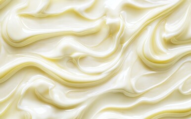 Fototapeta premium クリーミーな白いクリームが流れるような形状を形成している様子