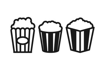 popcorn and snack line icon set