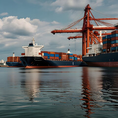 Fototapeta premium Large cargo ship with containers