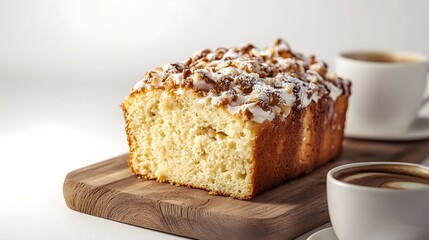 Delectable Homemade Pound Cake Slice with Coffee