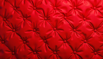 Fototapeta premium Quilted fabric texture, puffy red fabric with stitched heart-shaped patterns