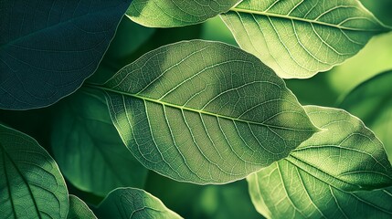Obraz premium Cinematic photography of sunlight falling on leaves.