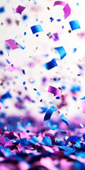 Fototapeta premium coloured confetti as a white New Year's background. AI generative.