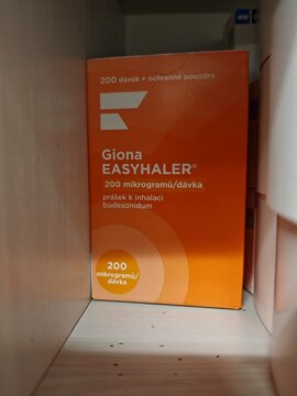 Prague,Czech Republic-January 8 2025: Giona Easyhaler contains BUDESONIDE, a corticosteroid inhaler used for asthma and chronic obstructive pulmonary disease (COPD), reducing inflammation in airways