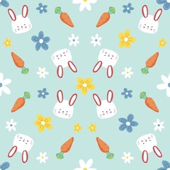 Transparent Seamless cute rabbit for kids