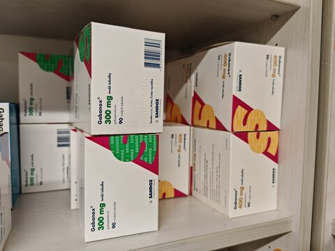 Prague,Czech republic-December 7 2024: GABANOX box of medication with Gabapentin active substance by Pfizer,used for treatment of Epilepsy,Neuropathic pain,Anxiety disorders	
