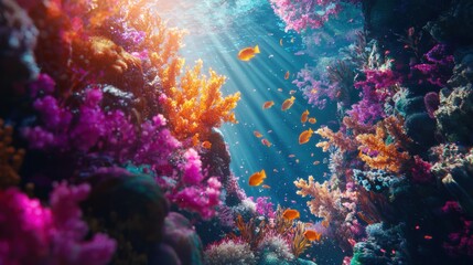 Obraz premium Underwater exploration of coral reefs discovering vibrant marine life and colors