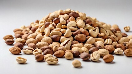 Mixed Organic Nuts on White Surface