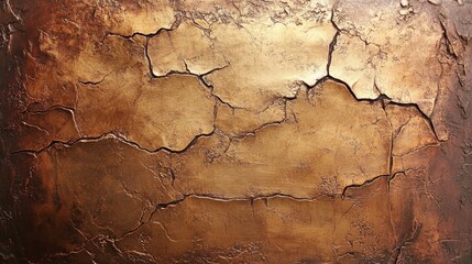 Fototapeta premium Cracked Earth Texture, Burnished Gold Surface, Abstract Background, Rustic Patina, Weathered Layer, Organic Patterns