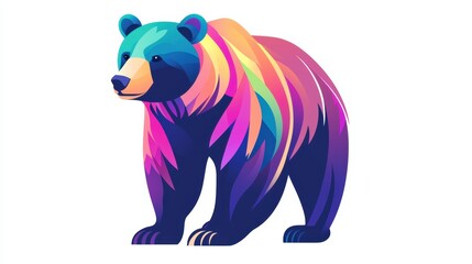 Fototapeta premium Colorful bear illustration wildlife art digital artwork nature vibrant design concept