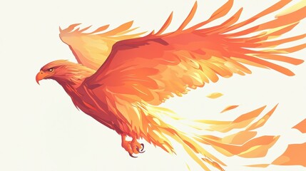 Obraz premium Majestic phoenix rising from flames digital art fantasy realm vibrant colors aerial view mythology