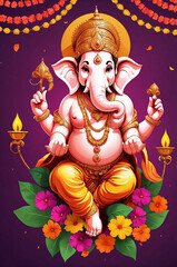 Illustration of Lord Ganpati Ganesh for Chaturthi festival