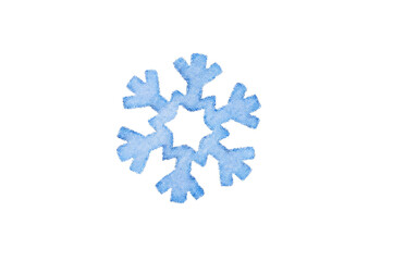 World Snow Day. Flake Appreciation Day. Illustration of a snowflake with texture. Decorative snowflake isolated on white background. Snowflake, winter element for the design of holiday cards.