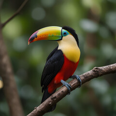 Obraz premium Multi colored toucan perched on branch