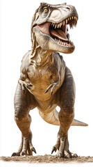 Fototapeta premium Phone wallpaper: Full-body T-Rex, white background. Dinosaur roaring. 