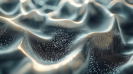 Abstract Technology Background with Grey Wavy Lines and Digital Elements