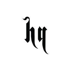 HQ monogram logo design letter text name symbol monochrome logotype alphabet character simple logo