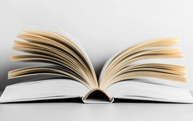 Obraz premium ページが大きく開いた本が重なり合う様子と柔らかい光