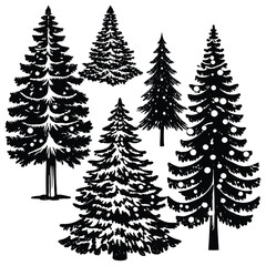 Christmas gift silhouettes on tree design.