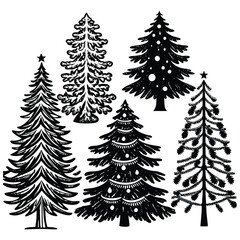 Christmas gift silhouettes on tree design.