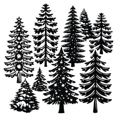 Obraz premium Christmas gift silhouettes on tree design.