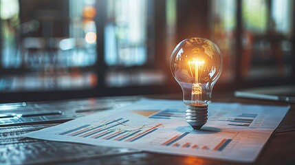 Illuminating strategic insights  a business meeting with bright ideas and detailed documents