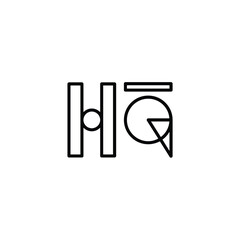 HQ monogram logo design letter text name symbol monochrome logotype alphabet character simple logo
