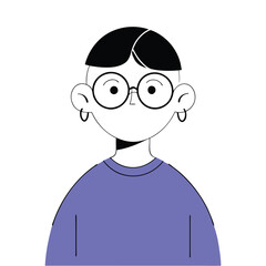 Fototapeta premium Cute boy with glasses. Vector illustration in a flat style.