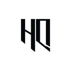 HQ monogram logo design letter text name symbol monochrome logotype alphabet character simple logo
