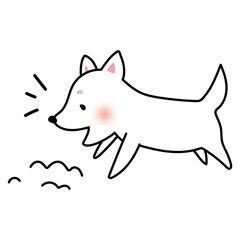 ここ掘れワンワンしている昔話のはなさかじいさんに出てくる犬（シロ）