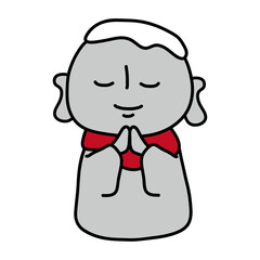 Obraz premium 雪が頭に積もっているお地蔵様