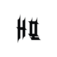 HQ monogram logo design letter text name symbol monochrome logotype alphabet character simple logo