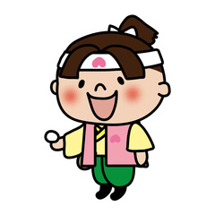 きび団子をあげている桃太郎