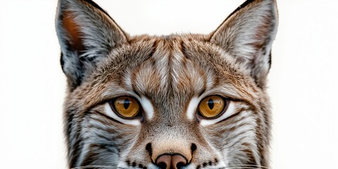 Obraz premium Studio photo of a lynx isolated against a white background. Wildlife and conservation concept, space for copy.