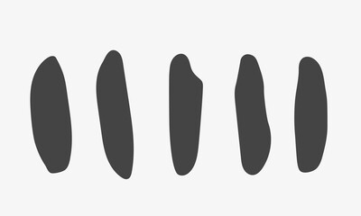 Set of Rice Plant. Black icon shape. Vector illustration on white background