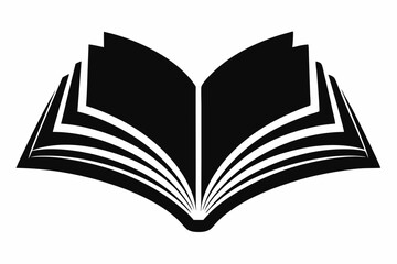 OpenBook silhouette black vector illustration and white background