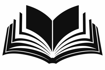 OpenBook silhouette black vector illustration and white background